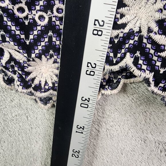 Women's Lush Chevron Black White & Purple Pattern Blouse Top 3/4 Sleeves Size M - Picture 10 of 11